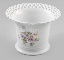 Wallendorf áttört porcelán kaspó. Matricás, jelzett, hibátlan d: 17 cm, m: 12 cm