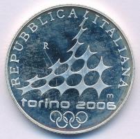 Olaszország 2005. 5E Ag "Téli Olimpia 2006 - Síugrás" kapszulában T:PP ujjlenyomat, patina...