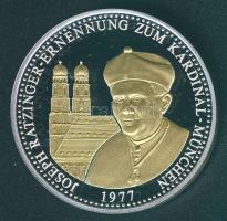 Németország DN "Joseph Ratzinger, München bíborosa 1977" részben aranyozott Ag emlékérem 28g T:PP