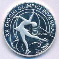 Olaszország 2005. 5E Ag &quot;Téli Olimpia 2006 - Műkorcsolya&quot; kapszulában T:AU (PP) ujjlenyomat, patina, karc Italy 2005. 5 Euro Ag &quot;2006 Winter Olympics - Figure Skating&quot; in capsule C:AU (PP) fingerprints, patina, scratch Krause KM#266