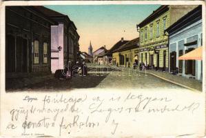 1900 Lippa, Lipova; utca, Grosz Nővérek üzlete. Fischer G. kiadása / street view, shops (EB)