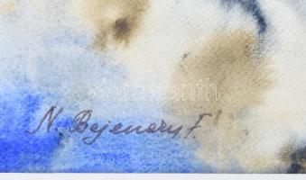 Natalia Bejenaru (1951-): Csendélet. Akvarell papír, jelzett, üvegezett fakeretben, 50x35 cm