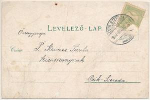 1902 Csíksomlyó, Sumuleu Ciuc; látkép, kegytemplom, gimnázium, nevelőintézet, Mária szobra. Gregor F...