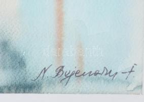 Natalia Bejenaru (1951-): Női akt. Akvarell papír, jelzett, üvegezett fakeretben, 50x35,5 cm