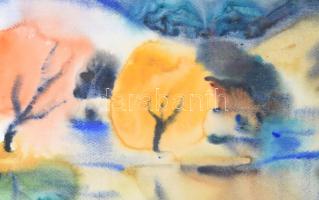 Natalia Bejenaru (1951-): Vízparti táj. Akvarell papír, jelzett, üvegezett fakeretben, 35x50 cm