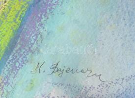 Natalia Bejenaru (1951-): Budai utca. Akvarell, pasztell, papír, jelzett, üvegezett fakeretben, 49x3...