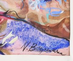 Natalia Bejenaru (1951-): Női arckép. Monotípia, papír, jelzett, üvegezett fakeretben, 27,5x40 cm