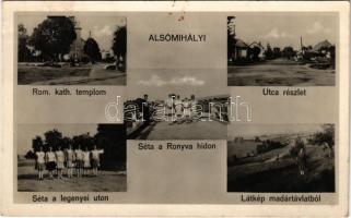 1939 Alsómihályi, Mihályi, Michalany; Római katolikus templom, utca, séta a legenyei úton, és a Ronyva hídon / church, street, Luhyna road, Ronava bridge (fl)