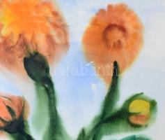 Natalia Bejenaru (1951-): Virág. Akvarell, papír, jelzett, üvegezett fakeretben, 50x70 cm