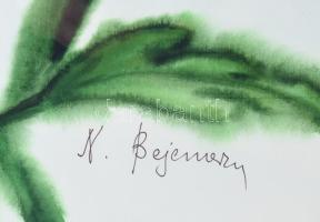 Natalia Bejenaru (1951-): Virág. Akvarell, papír, jelzett, üvegezett fakeretben, 50x70 cm