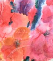 Natalia Bejenaru (1951-): Színes virágok. Akvarell, papír, jelzett, üvegezett fakeretben, 48,5x34 cm