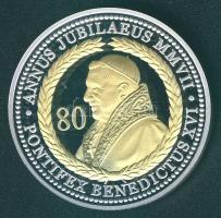 Németország DN "XVI.Benedek pápa 80. születésnapja 2007" részben aranyozott Ag emlékérem 28g T:PP