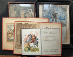 1942 Rendkívül ritka bekeretezett díszes páncélos hadosztály dicsérő elismerés a Don kanyarban tanúsított önfeláldozó magatartásért Veress altábornagy aláírásával, mellé bekeretezett újságcikk kivágással és 3db dísztávirattal!