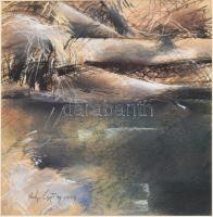 Szép György (1944-): Cím nélkül, 1999. Pasztell, papír. Jelzett. Üvegezett fakeretben, 34×34 cm