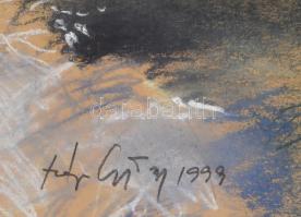 Szép György (1944-): Cím nélkül, 1999. Pasztell, papír. Jelzett. Üvegezett fakeretben, 34×34 cm