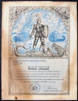 1942 Rendkívül ritka bekeretezett díszes páncélos hadosztály dicsérő elismerés a Don kanyarban tanús...