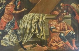 Antik ikon, feltehetően XIX. sz. Tempera, fatábla, sérült, 44×34,5 cm