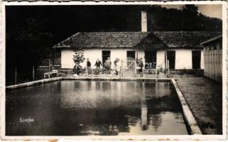 1941 Szejkefürdő, Baile Seiche (Székelyudvarhely, Odorheiu Secuiesc); fürdő / spa, bath. Kováts István photo (ragasztónyom / glue marks)