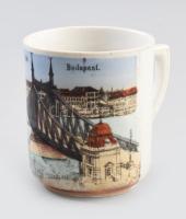 cca 1900 Ferenc József híd porcelán bögre. Matricás, jelzés nélkül kopással 9 cm