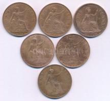 Nagy-Britannia 1918-1962. 1p bronz (6xklf) T:VF,F
Great Britain 1918-1962. 1 Penny Bronze (6xdiff) ...