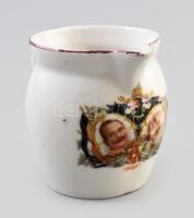 cca 1914 Vilmos császár és Ferenc József I világháborús propaganda tejkiöntő porcelán. Matricás, jelzés nélkül kopással 6,5 cm