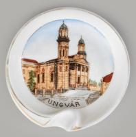 Drasche Ungvári emlék, porcelán tálka. Matricás, jelzés nélkül kopással d: 8 cm