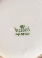 cca 1940 Kassai emlék áttört porcelán tálka és cukordoboz . Matricás, jelzett (Viktória) kis kopássa...