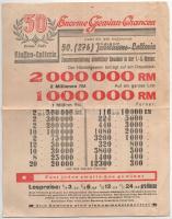 Német Harmadik Birodalom 1937. "50. Jubileumi Porosz-Délnémet Osztálysorsjáték" sorsolási terv és reklám T:F German Third Reich 1937. "50th Jubilee Prussian-South German Lottery" lottery plan and advertisement C:F