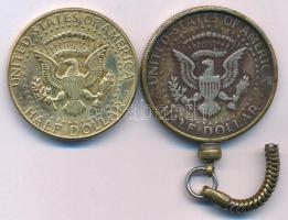 Amerikai Egyesült Államok 1966. 1/2$ Ag "Kennedy" kulcstartó + 1967. 1/2$ aranyozott Ag &q...