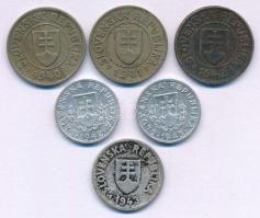 Szlovákia 1940-1942. 1K Cu-Ni (3xklf) + 1942-1943. 20h Al (2xklf) + 1943. 50h Al T:XF-F
Slovakia 19...