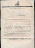 1942 vitéz Nemes, Köhler és Társa Kkt. - Albus Szappan és Olajgyár Értesítő levele cégváltozásról a II. Zsidótörvény értelmében cégátadás tárgyában, valamint 60kg színszappan előjegyzéséről történő tájékoztatás