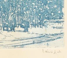 László Gyula (1910-1998): Hóesés. Rézkarc, papír, jelzett, 30×17,5 cm