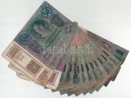 1913. 20K (10x) első és második kiadás + 1914. 50K (3x) + 1915. 10K (2x) T:F,VG közte szép papírral ...