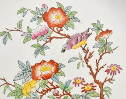 cca 1890/1900, Wedgwood Etruria virágos ágon pihenő madár mintával díszített pecsenyés tál. Kézzel f...