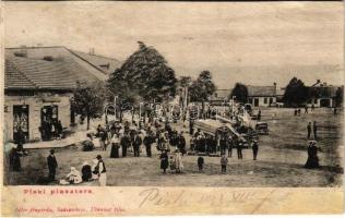 1907 Piski, Simeria; Piactér, Müller József üzlete. Adler fényirda / market square, shops (r)