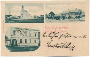 1900 Belényes, Beius; templom, takarékpénztár. Munkácsi L. kiadása / church, savings bank (ragasztónyom / glue marks)