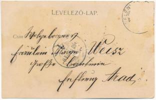 1900 Belényes, Beius; templom, takarékpénztár. Munkácsi L. kiadása / church, savings bank (ragasztón...