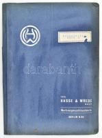 cca 1930 Hasse & Wrede gyári gépek katalógusa és ismertetője 4 db fotóval + 4 kihajtható tervrajzzal leírásokkal dombornyomott borítóval