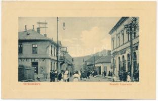 Petrozsény, Petroseni, Petrosani; Kossuth Lajos utca, kávéház, Grüner, Zander J. üzlete. W.L. Bp. 5390. / street view, café, shops (EK)