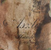 cca.1900 Ignacz Flandorffer, Sopron köriratos / fenékjegyes boros üveg, sérült, szennyezett Asztali ...