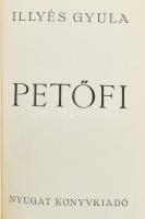 Illyés Gyula: Petőfi. Bp., [1936], Nyugat, 1 t.+311+5 p. Első kiadás. Kiadói, aranyozott egészvászon-kötésben, kissé kopott borítóval, kissé laza fűzéssel.