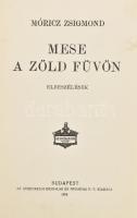 Móricz Zsigmond: Mese a zöld füvön. Elbeszélések. Bp., 1915., Athenaeum, 186+6 p. Első kiadás. Átkötött virágmintás egészvászon-kötés, egy foltos lappal, ex libris-szel: ex libris-szel: Dinnyés Ferenc (1886-1958): Ex libris Wolf Andor, linómetszet, papír, jelzett a dúcon, 8x6 cm.