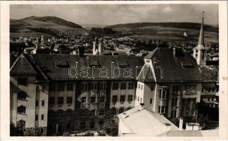 Székelyudvarhely, Odorheiu Secuiesc; látkép, Református kollégium / general view, Calvinist boarding school (ragasztónyom / glue mark)