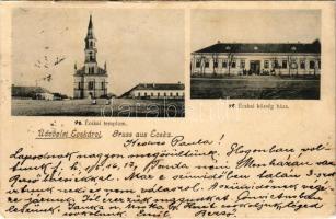 1903 Écska, Német-Ecska, Ecka (Torontál); Templom, községháza / church, town hall (EK)