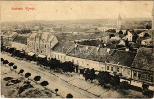 1913 Szatmárnémeti, Szatmár, Satu Mare; látkép, Szatmári Bank, Stark üzlete. Lővy kiadása / general view, bank, shops (EK)