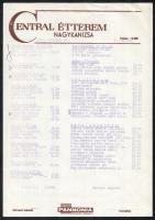 1979 Nagykanizsa, a Central Hotel Étterem étlapja