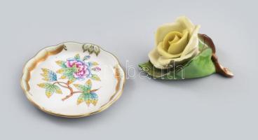 Herendi rózsa + Viktória tálka Kézzel festett, jelzett, hibátlan d: 8 cm
