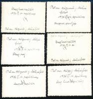1936 Budapest, repülőnap Mátyásföldön, 6 db fotó hátoldalon feliratozva, 6×9 cm