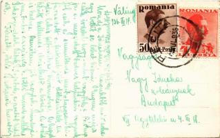 1936 Ferencfalva, Franzdorf, Valiug (Resicabánya, Resita); strand, fürdőzők, motorkerékpár, motorbic...