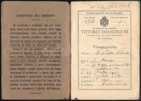 1901 III. Viktor Emánuel uralkodása alatt kiállított olasz útlevél / Italian passport